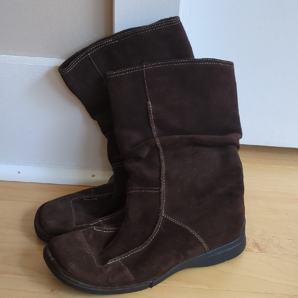 Brown Suede Mid-Calf Boots